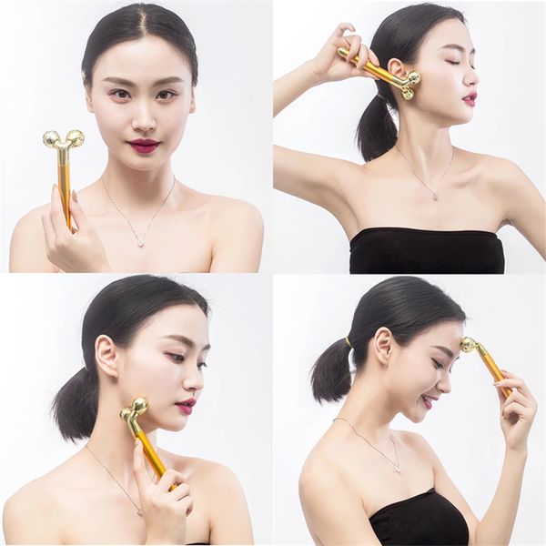 Energy Beauty Bar Elektrisches Facelifting 24k Gold Gesichtsschönheit Vibrationsroller Massagegerät Stick Gesicht Hautpflege Stick Lifting Firming
