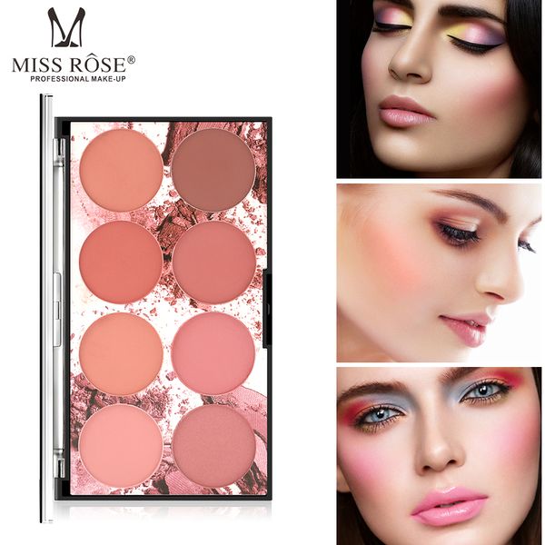 

8 colors miss rose blush palette face mineral pigment palette blusher professional makeup blush contour shadow