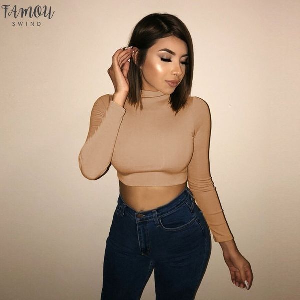 

2020 новый спорт женщины crop top tshirts с длинным рукавом тощий женщины пуловер топы женщины тис sexy тонкий футболки, White