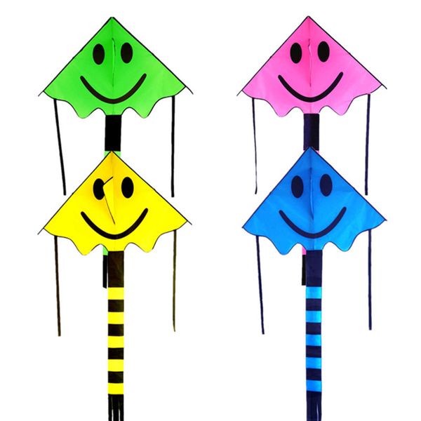 

110*75cm smiling face kite for children kids outdoor sports smiley animation large flying kites without handle line