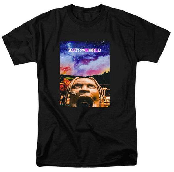 

travis scott butterfly t shirt effect rap music album cover men and women astroworld face material t-shirt, White;black