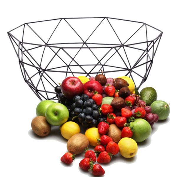 

nordic minimalist style wrought iron fruit basket home deskdecoration biscuits candy snack storage basket 2 models 3 colors