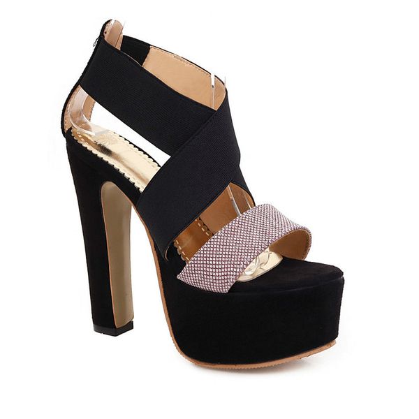 

high heel sandals summer shoes woman high heels 15cm footwear shoes woman platform summer large size 34-48, Black