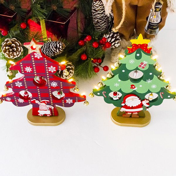 

wooden christmas tree with led light diy kit xmas ornaments new year party mini decoration christmas deskhome decor
