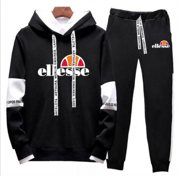 

ellesse новые женщины мужчины комплект осень повседневная спортивный костюм наборы толстовка куртка + брюки 2 шт комплект куртка спортивная, Gray