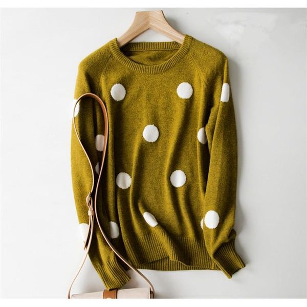 

plus size women winter polka dot sweater loose jumper knitted pullover o-neck oversized casual long sleeve sweater, White;black
