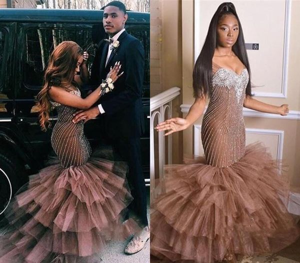 

south african black girls prom dresses mermaid layer formal pageant holidays wear graduation evening party gowns custom made plus size