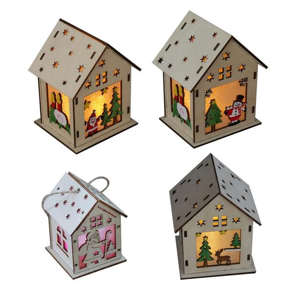 

christmas wooden diy house hanging decoration ornament glowing wooden house christmas tree holiday decoration xmas pendant decor