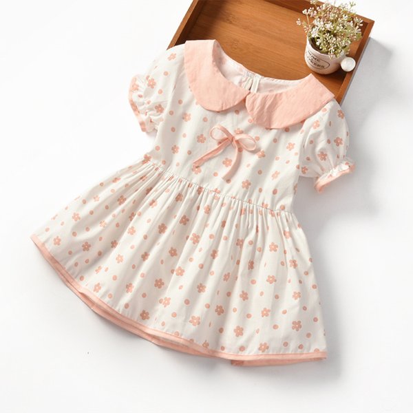

patpat 2020 new arrival summer and spring baby toddler doll collar flower print dresses baby clothes in stock, Red;yellow