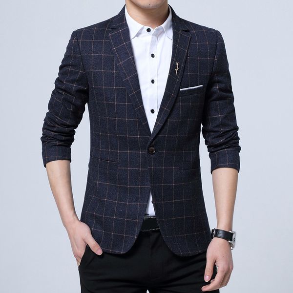 

new fashion men's formal fitness one button notched collar suit jacket long sleeve outwear clothes7.8, White;black
