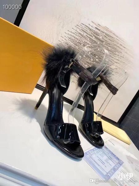 

2019 fashion luxury designer women shoes high heels women sandals star vintage sandal shoes with box size 35-42 -75, Black