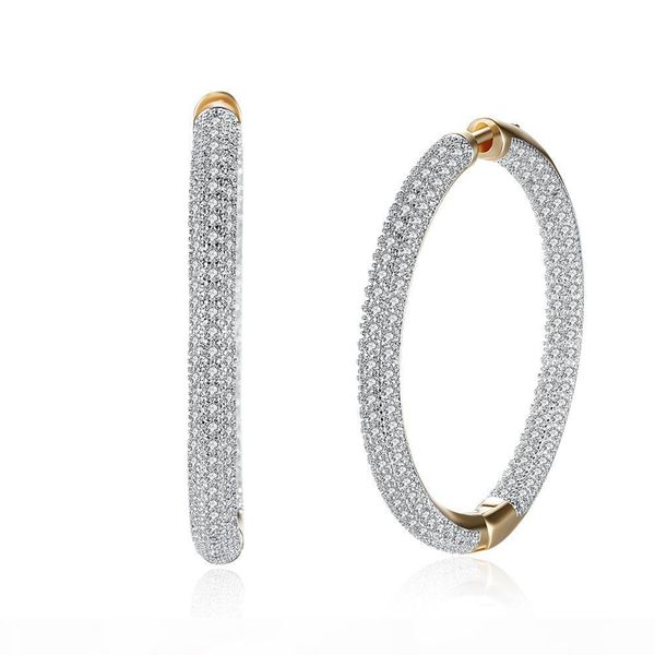 

hemiston luxury big full paved cubic zirconia creole earrings, romantic jewelry gift for women brincos tf 126e, Golden;silver