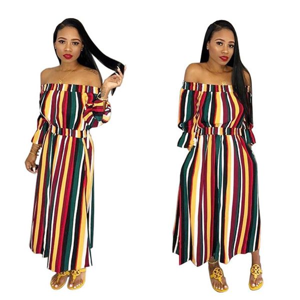 

красочные полосатые платья макси плюс размер женщин с плеча плиссированные ну вечеринку клубное платье лето с открытой спиной высокой талией, White;black