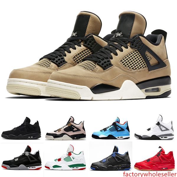 

original box 4s mushroom 4 men basketball shoes bred 2019fiba pizzeria singles day royalty black cat mens trainers sports sneakers 36-45