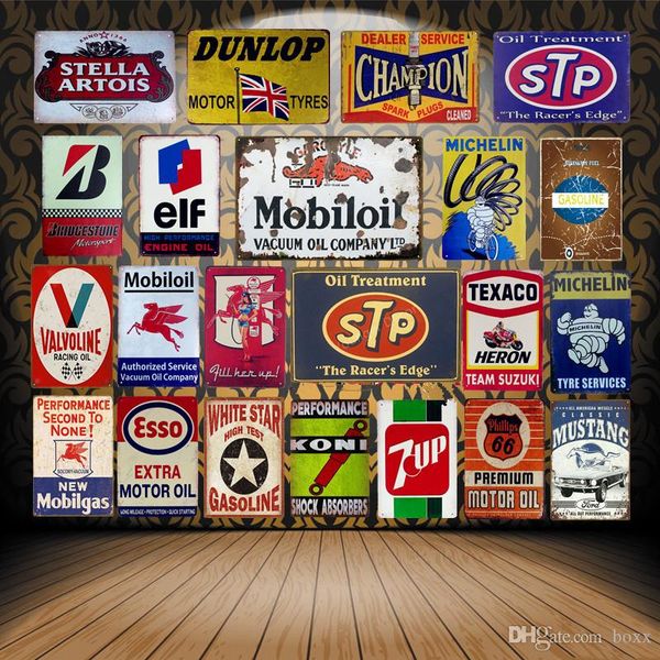 

vintage mobil motor oil tin signs metal poster elf stp valvoline auto motorcycle gasoline garage shop home wall decoration size 30x20cm abox