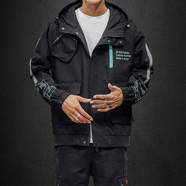 

cargo jacket men jackets coats retro patchwork hip hop streetwear men fashion loose autumn winter coat overalls plus size 5xl, Black;brown