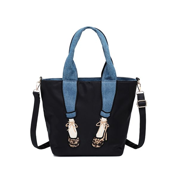 

dropshipping нейлон сумка для женщин высокие каблуки вышивка crossbody сумка джинсовая ручка леди сумка женская мода
