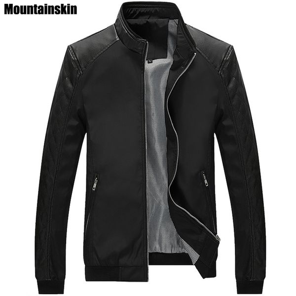 

mountainskin 5xl весна новый мужской pu пэчворк куртки повседневная мужские тонкие куртки твердые тонкие мужские пальто брендовая одежда, sa, Black;brown