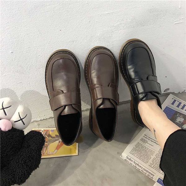 

british style all-match shoes woman 2020 round toe female footwear designer women casual sneaker oxfords women's, Black