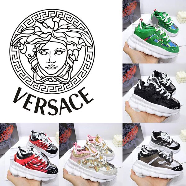

new infant chain reaction kids running shoes rubber suede youth junior trainers big small boy girl children panelled baroque artwork sneaker, Black