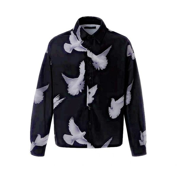 

19ss мужской дизайнер белый голубь рубашка шелк бизнес улица повседневная aps мужские и женские роскошные длинные рукава бесплатная доставка, White;black