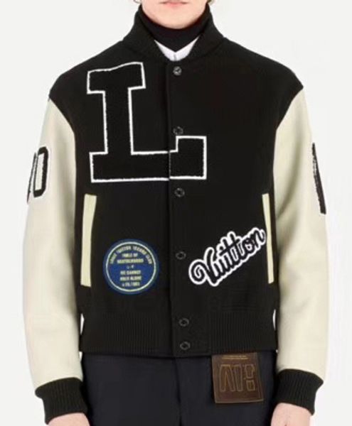 

men's baseball jersey bomber jacket women's loose jacket letter embroidered jackets wool leather sleeve teen student brand new dd, Black;brown