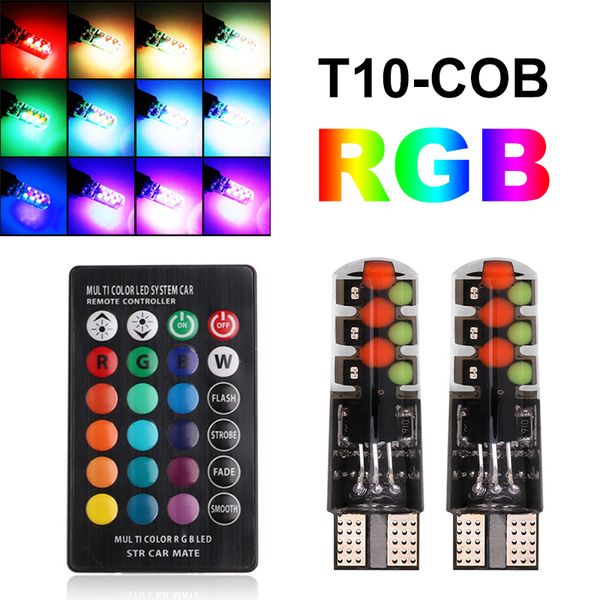 

t10 rgb led lights w5w 194 led clearance light for car t10 rgb cob 12smd colorful lamp with remote controller cob bulbs