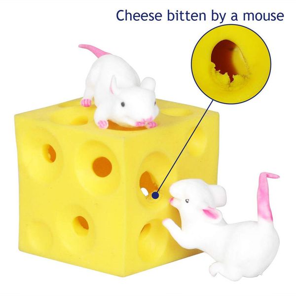 

mouse and cheese toy sloth hide and seek stress relief toy 2 squishable figures and cheese block stressbusting fidget toys