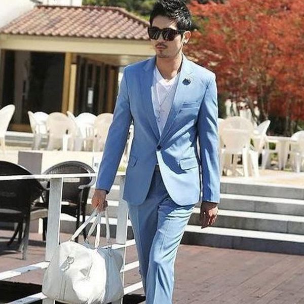 

summer blue men suits groom wedding tuxedo for groomsmen outfit slim fit man blazer 2piece latest coat pants design costumes pour hommes, Black;gray