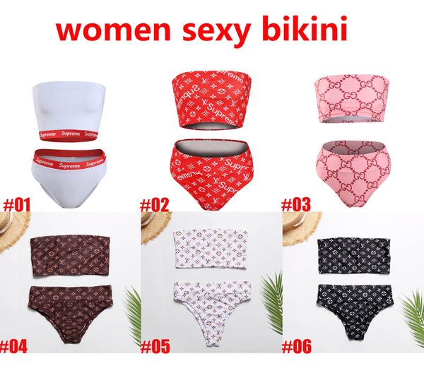 

женский дизайнерский купальник логотип шаблон топик + плавки сексуальные двухсекционные бикини летняя пляжная одежда купальники размер s-xl, White;black