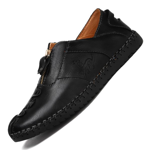 

new arrival men shoes handmade loafers leather casual shoes breathable driving moccasins zapatos big size 13, Black