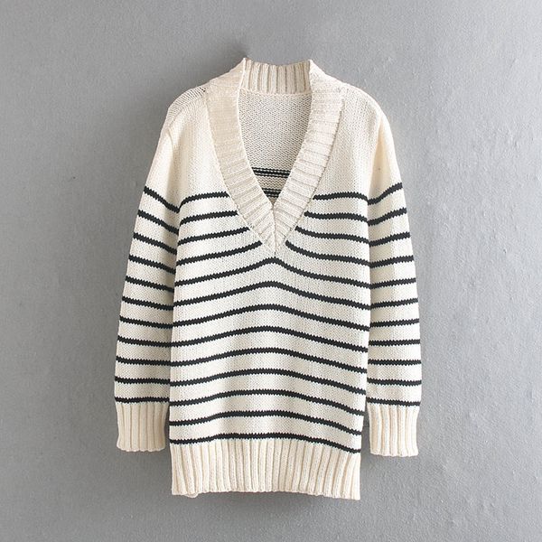 

popular new spicy stripes 65-9158 european and american fashion striped knitted sweaters, White;black