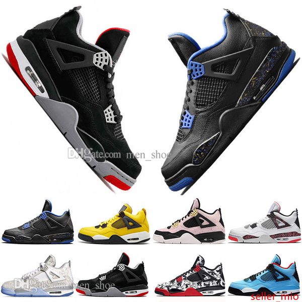 

bred 4 4s what the cactus jack laser wings mens basketball shoes denim blue pale citron men sports designer sneakers 36-47