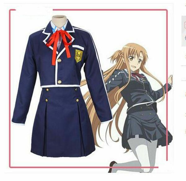 

sao sword art online alfheim интернет асуна юки школьная форма косплей костюм, Black;red