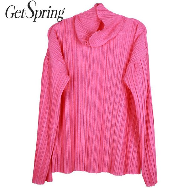 

women's sweaters getspring women sweater long sleeve turtleneck knitted pink black pullovers winter 2021, White;black