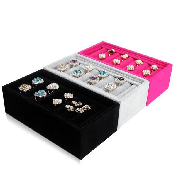 

8шт браслет бархат ювелирные лотки коробка кольца ящик для хранения ювелирных изделий чехол дисплей удобные очаровательные женщины кольца ло, Pink;blue