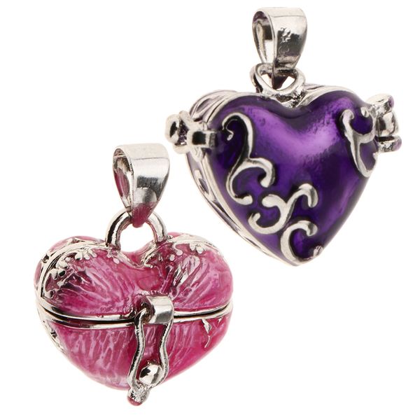 

2 pieces love heart urn cremation keepsake pendant memorial jewelry casket, Silver