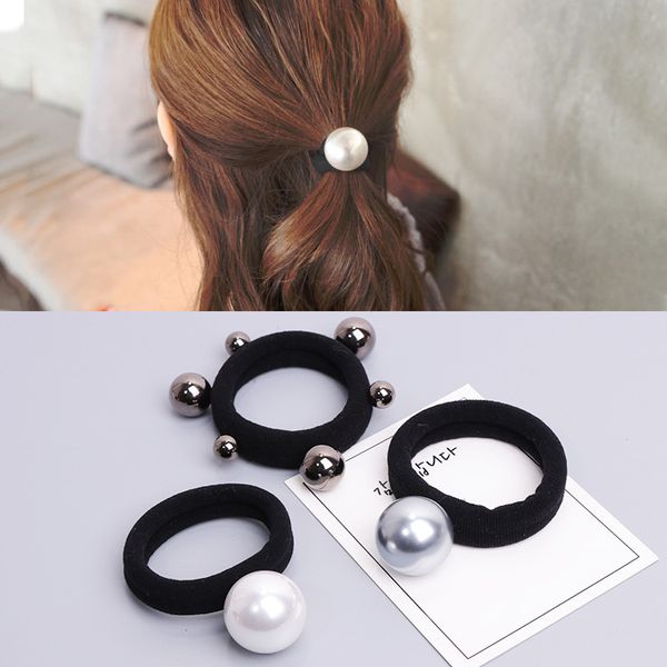 

2pcs girls large size pearl elastic hair rubber bands hair accessories gum for women ties ring rope ponytail holder