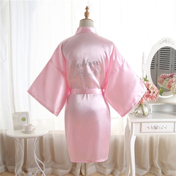 

summer sleepwear kimono bath gown women rhinestone letter, Black;red