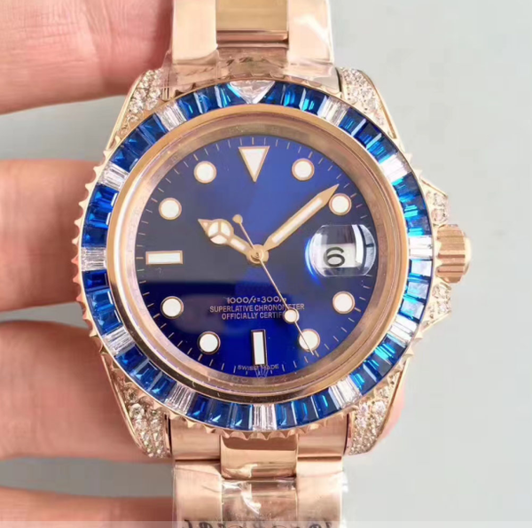 

luxury men fashion wristwatches 40mm diamond bezel 116618 116610 18k rose gold swiss eta 2836 movement automatic mens watches, Slivery;brown