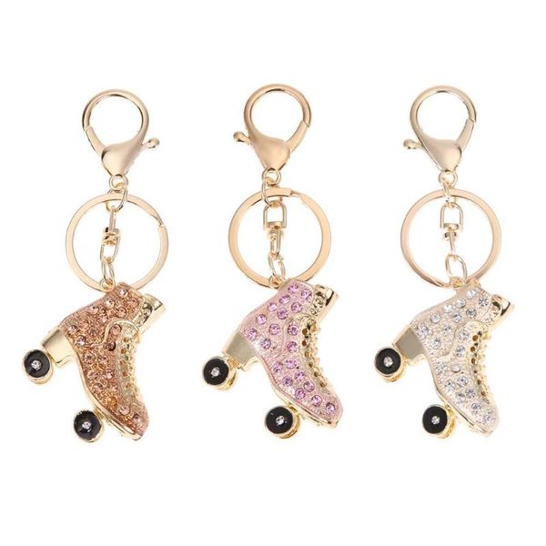 

roller skate shoes handbag crystal rhineston keychain stylish purse bag buckle pendant for car keyrings key chains holder women, Silver