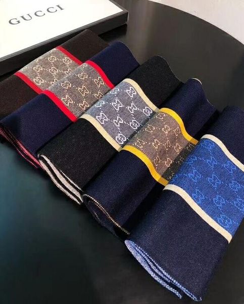 

winter cashmere scarf designe's classic style printed large-lattice scarf, high-quality wool brand broadcloth180*30cm, Blue;gray