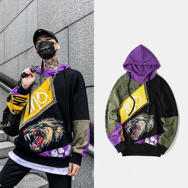 

mens hip hop pullover hoodies harajuku graffiti letter hoodie sweatshirt streetwear fashion hiphop clothing autumn 2018 cotton, Black