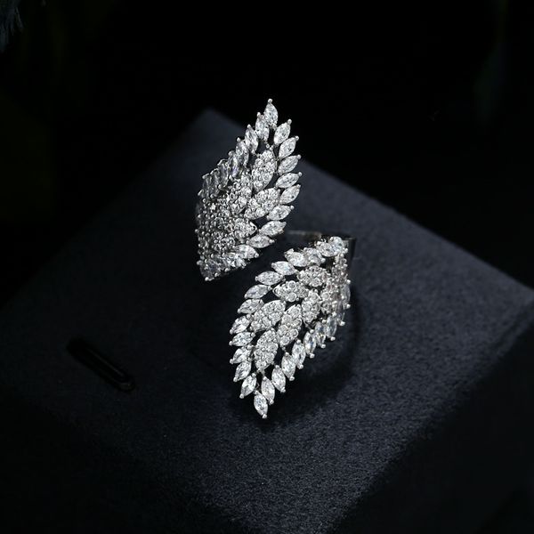 

trendy women's jewelry hand made cubic zirconia butterfly wings adjust wedding ring for women bijourx, Golden;silver