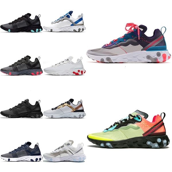 

2019 fashion react element 55 87 mens womens running shoes red orbit moss desert sand triple black olt racer pink sneakers