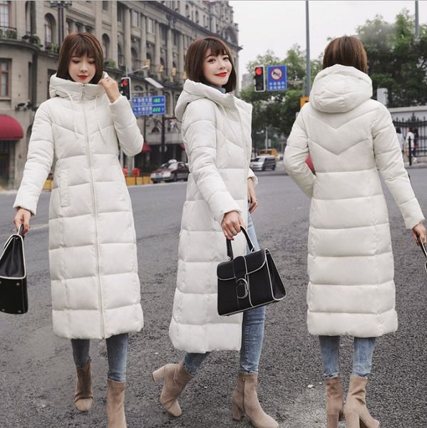 

2019 plus size 6xl winter women down cotton medium-long jacket parka famale hooded big fur collar wide-waisted warm coat xnxee, Black