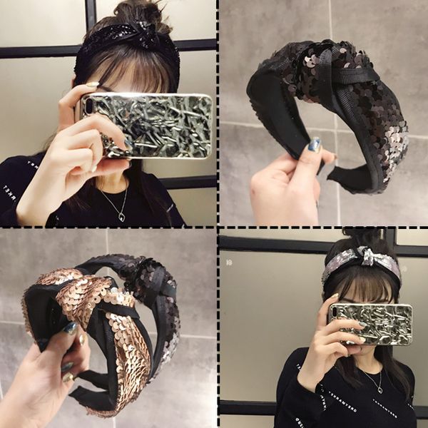 

style women high-grade boutique hair accessories simple sequins wide head band hair band accessories