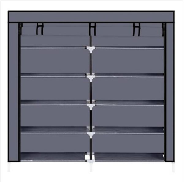 

7 tiers portable shoe rack closet fabric cover shoe storage organizer cabinet gray