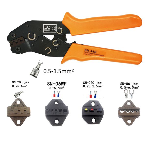 

crimping pliers sn-48b/02c/28b/06/06wf jaws for non-insulated terminals and non-insulated ferrules and tab receptacles hand tool