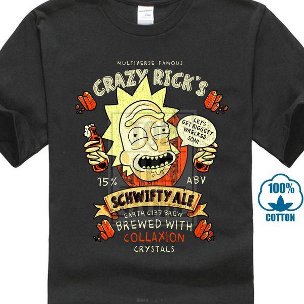 

new brand fashion luxury designer mens t shirts crazy rick's schwifty ale rm graphic t shirt classic cotton men round collar short slee, White;black